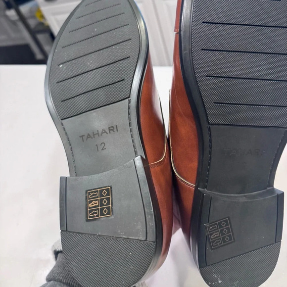 Tahari Men\'s Shoes Double Monk Strap Faux Vegan Leather Brown SZ 12 BRAND NEW